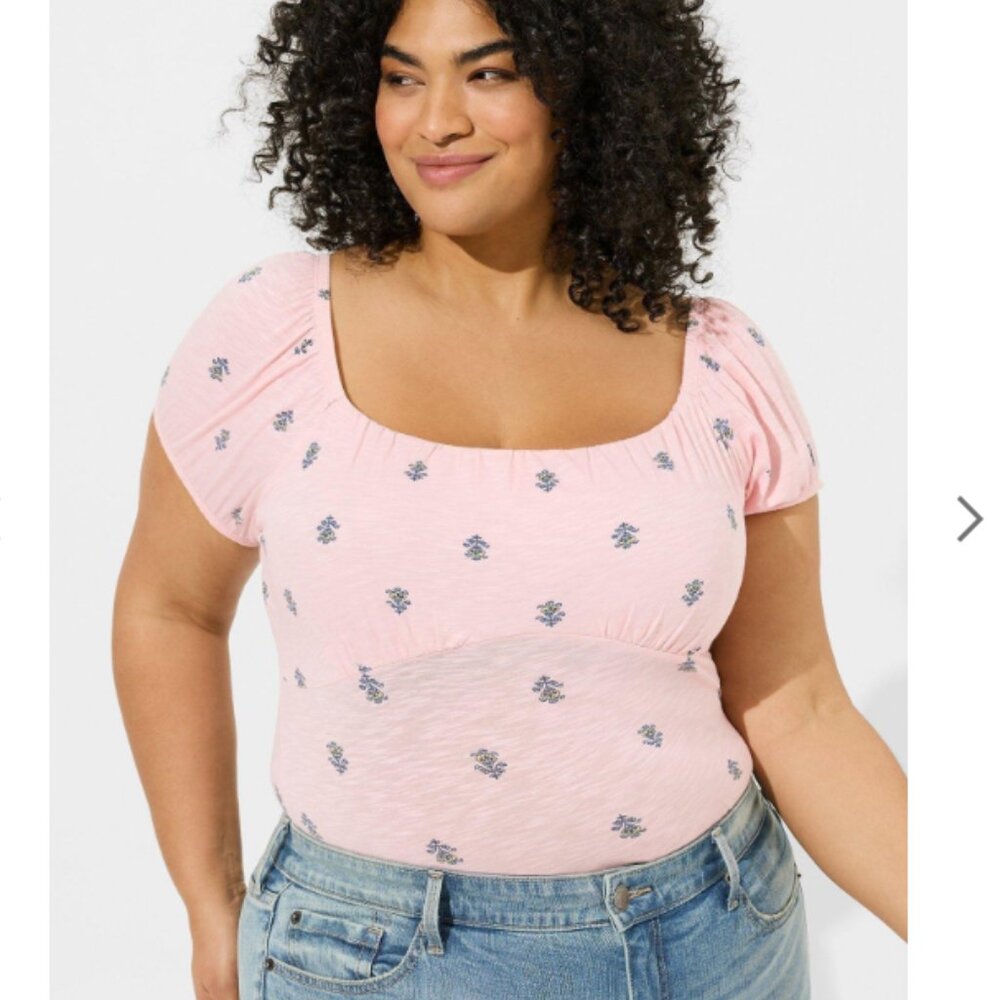 TORRID  3X NWT Super Soft Slub Scoop Neck Bust Fitted Top Willow Almond Blossom